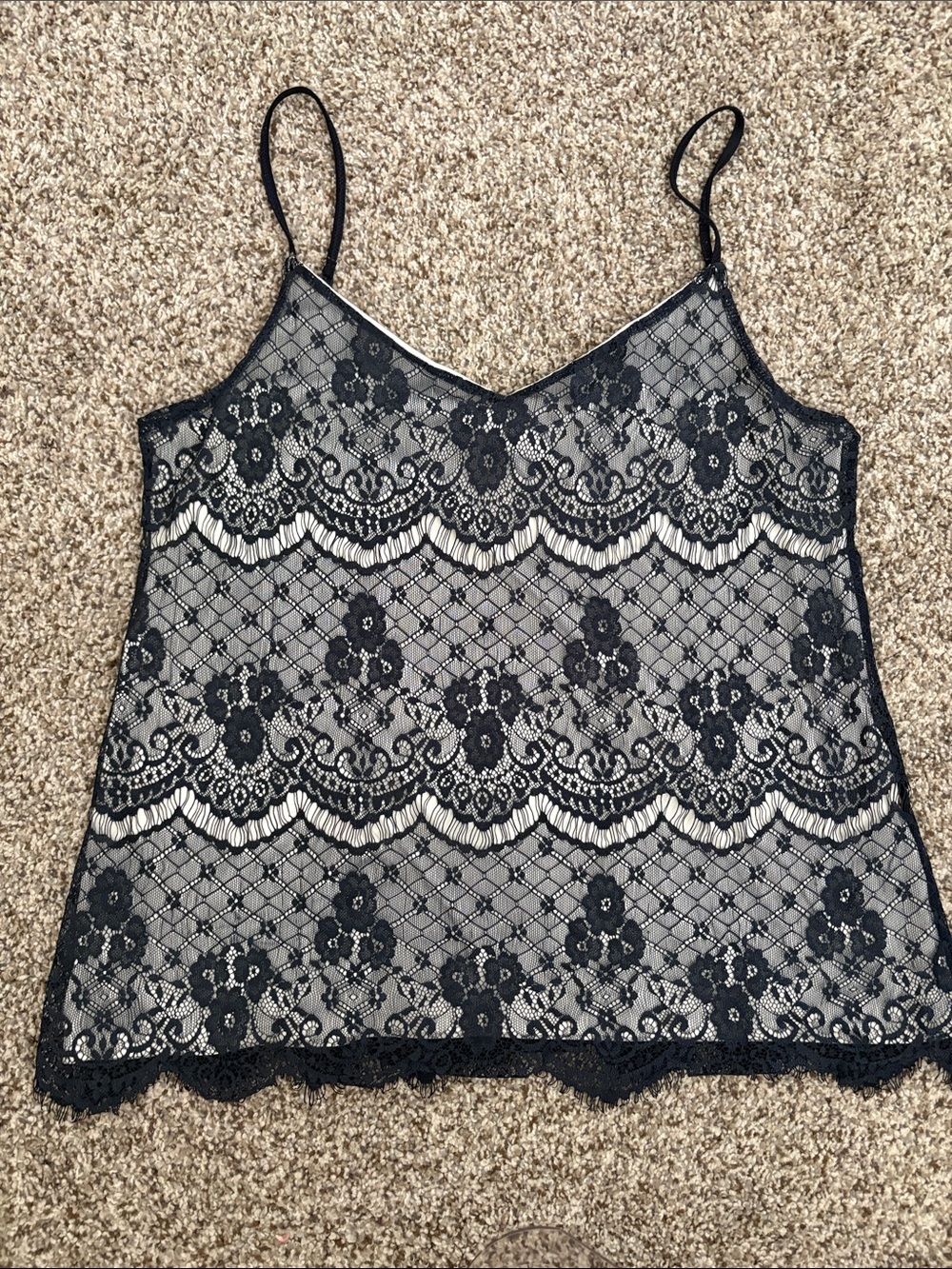 Navy Blue Lace Camisole Tank Top - Women's Elegant Layering Cami